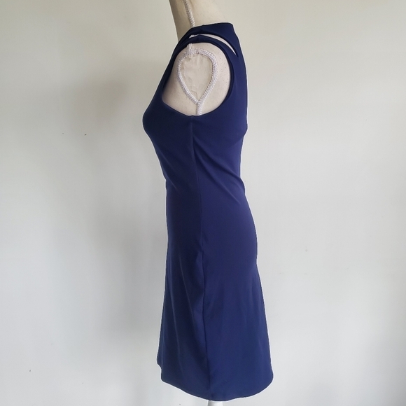 Susana Monaco Blue Split Shoulder Fitted Dress - Picture 5 of 10